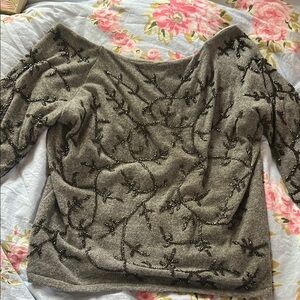 Zara Embellished Gray Sweater size large
